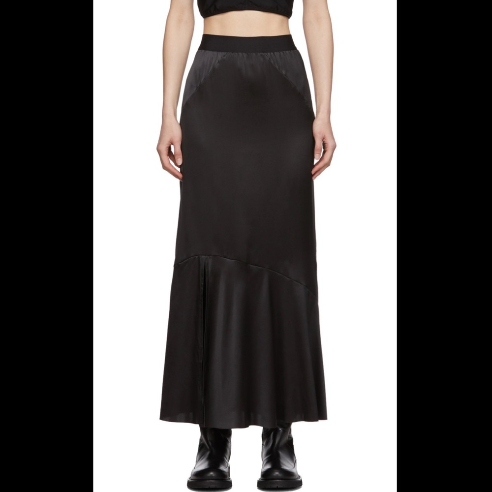 Ann Demeulemeester black silk bias cut skirt